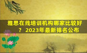 雅思在线培训机构哪家比较好？ 2023年最新排名公布